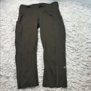 Lululemon Fast & Free Crop II *Nulux 19" Dark Olive
